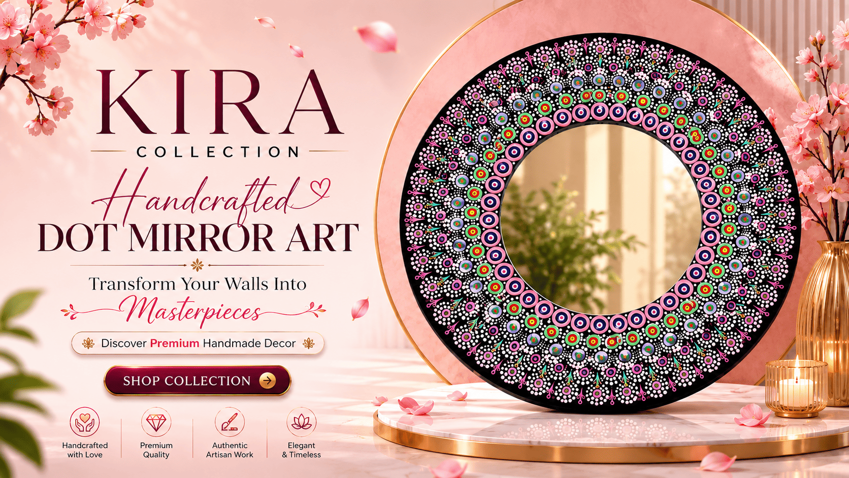 Violet Bloom Mandala Mirror styled in a real home