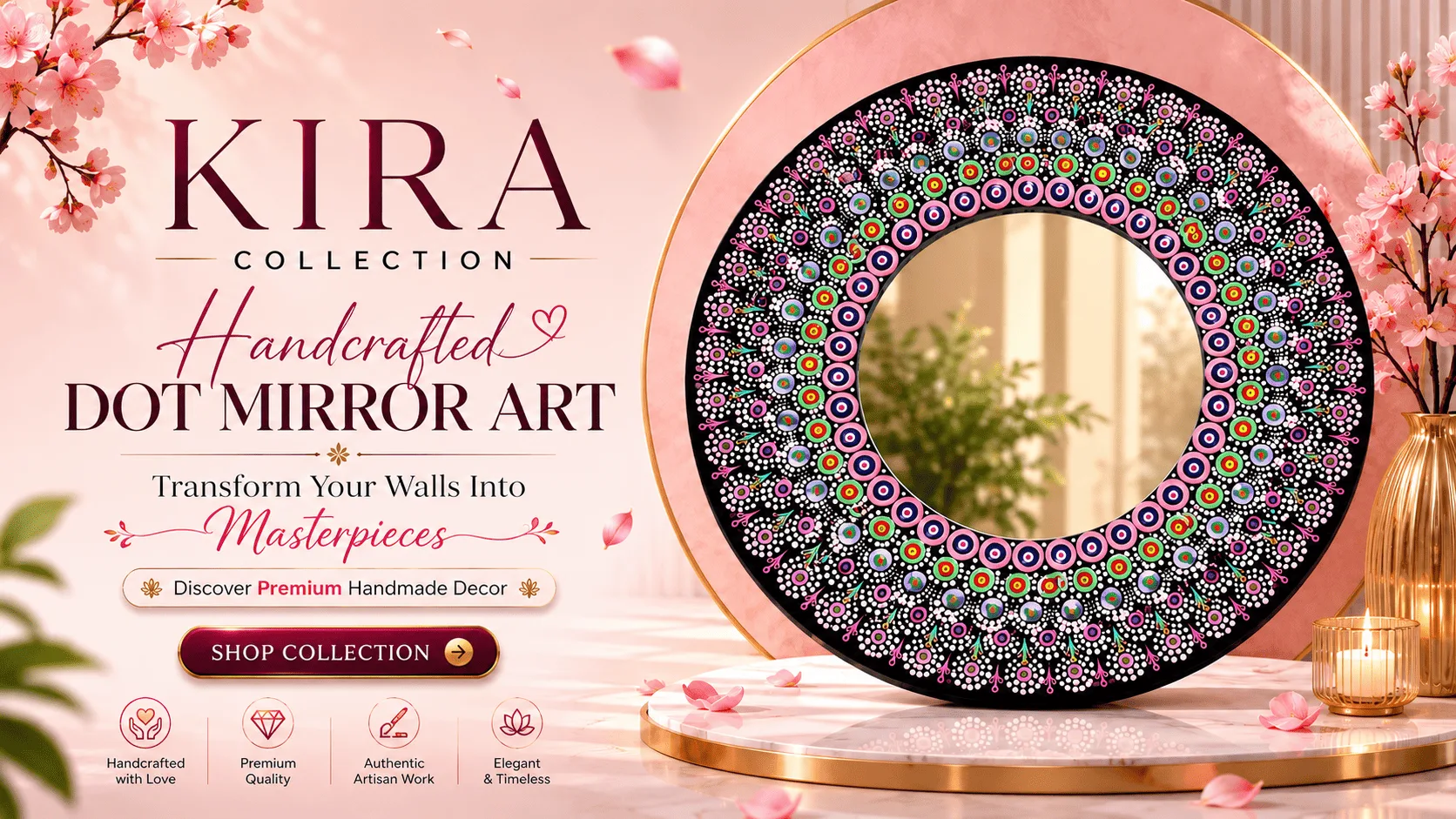 Violet Bloom Mandala Mirror styled in a real home