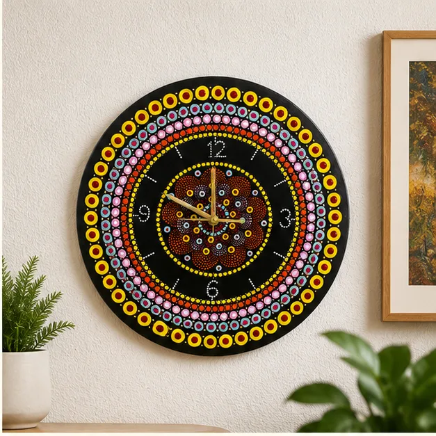 Mandala Dot Art Wall Clock view 3