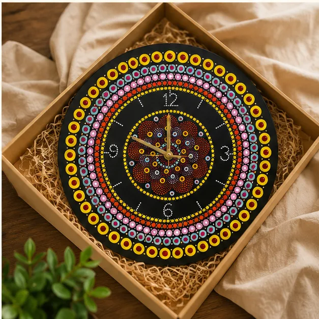 Mandala Dot Art Wall Clock view 4