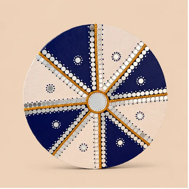 Blue & White Pinwheel Mandala — handmade art by KIRA Collection