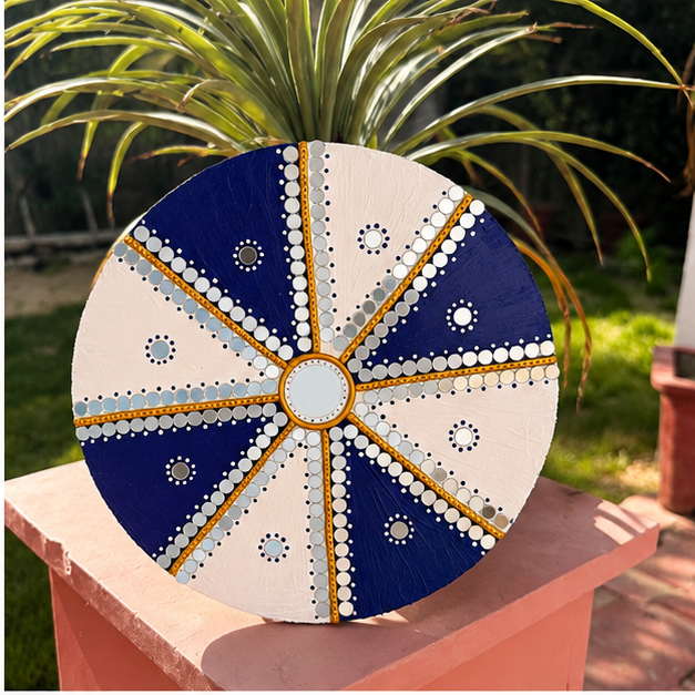 Blue & White Pinwheel Mandala view 3
