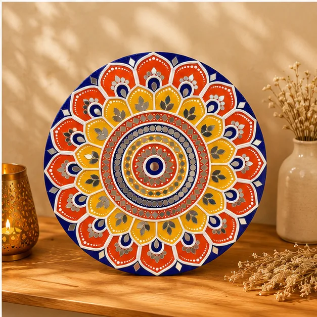 Peacock Feather Mandala Plate view 4