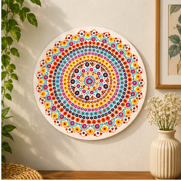 Rainbow Dot Mandala Art view 2
