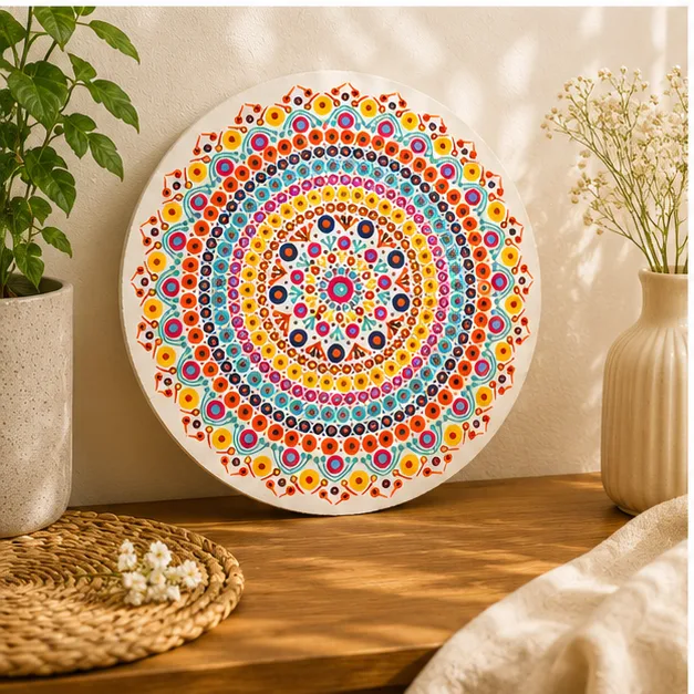 Rainbow Dot Mandala Art view 3