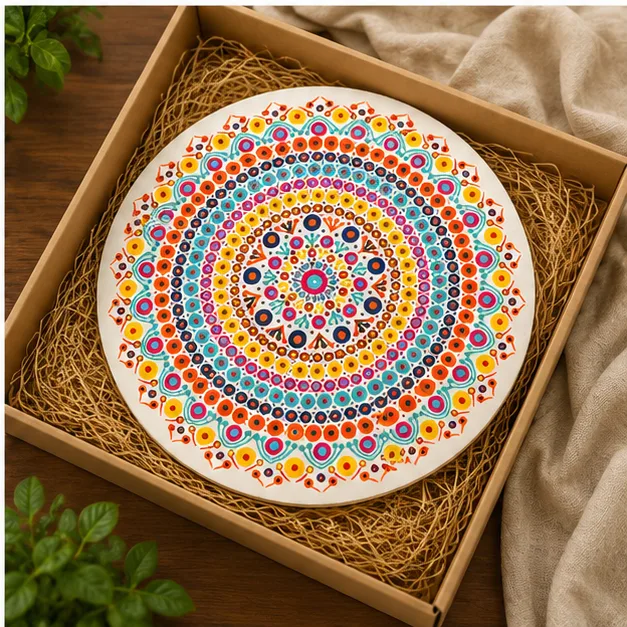 Rainbow Dot Mandala Art view 4