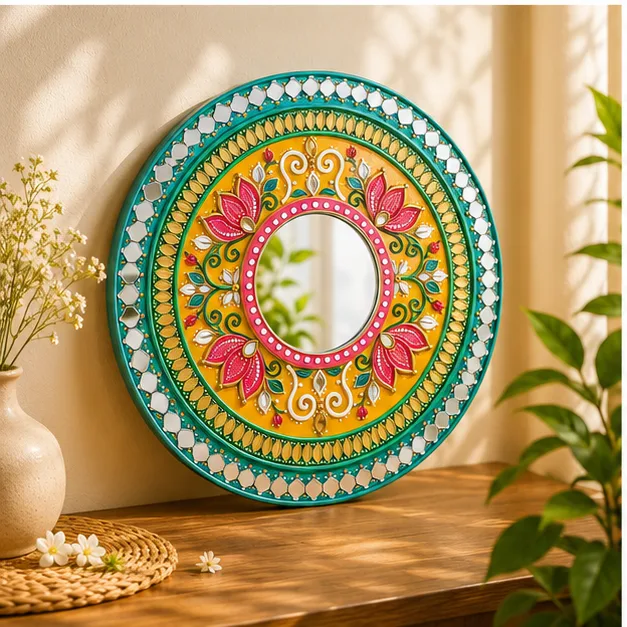 Green Floral Mandala Mirror view 3