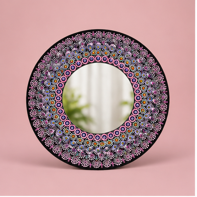 Violet Bloom Mandala Mirror — handmade art by KIRA Collection