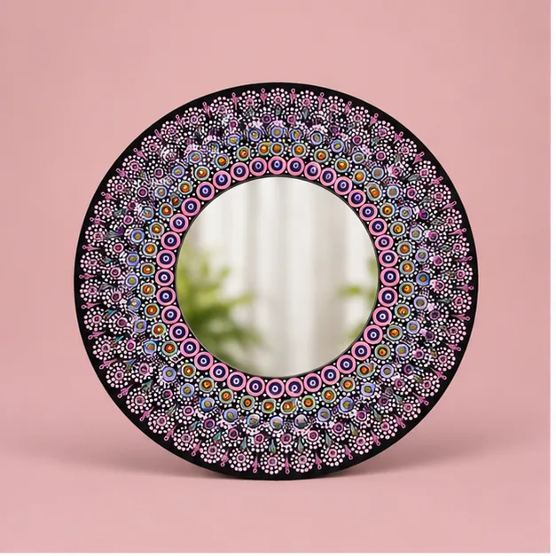 Violet Bloom Mandala Mirror — handmade art by KIRA Collection
