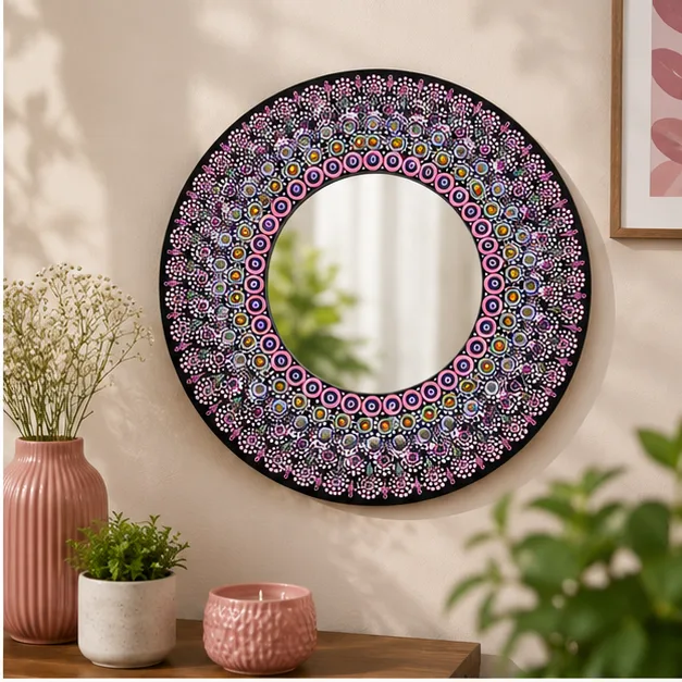 Violet Bloom Mandala Mirror view 2