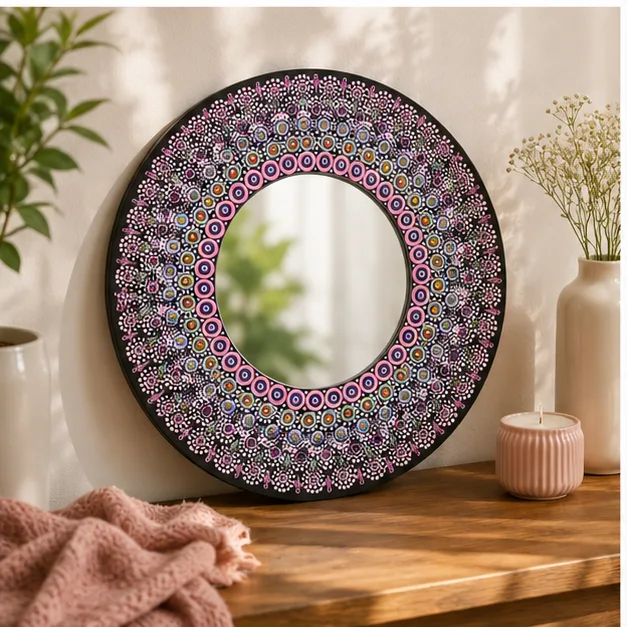 Violet Bloom Mandala Mirror view 3