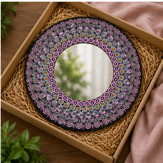 Violet Bloom Mandala Mirror view 4